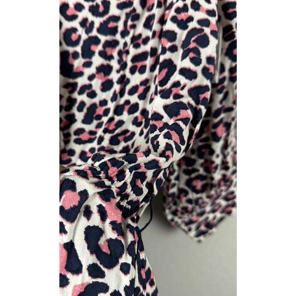 Zadig & Voltaire Dress Rivali White/Pink Leopard Print Size Large Mock Neck Mini - Picture 3 of 6